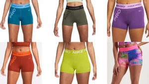 Neu Nike Pro Damen Mid-Rise 3" Grafik Shorts Größe & Farbe wählbar UVP: $ 40 - Bild 1 von 16