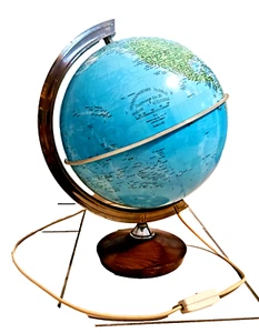 Wunderschöner alter GLASGLOBUS!!! mit Beleuchtung und Holzständer - wie neu - Bild 1 von 5