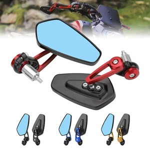 2X Universal Motorcycle 7/8" 22mm Handle Bar End Rearview Side Mirrors  - Picture 1 of 43