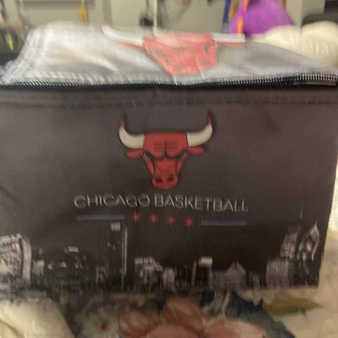 Vintage Chicago Bulls Vinyl Cooler Tote Lunch Box Bud Light black and red Cover