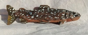 Rustic, Wooden, Hand Carved Lake Trout Fridge Magnet - Picture 1 of 4