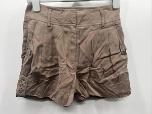 CACHE Women's Pleated-Front Embellished Tan / Brown Shorts size 0 - Picture 1 of 13