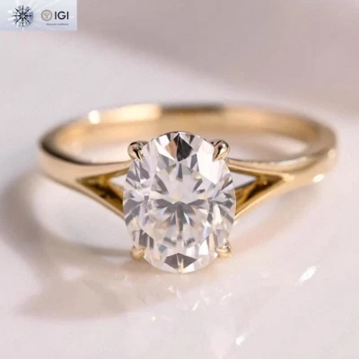IGI 2.00Ct E VS1 Oval Cut Lab Grown Diamond Engagement Ring In 14K Yellow Gold - Image 1 of 4