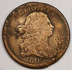 1808 HALF CENT.  ERROR.  MEDALLION REVERSE ROTATED 180DEGREES CIRCULATED 164236