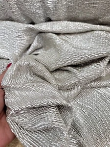 Lámina brillante metálica sobre tela de spandex texturizada elástica vendida por yarda para vestido - Imagen 1 de 7