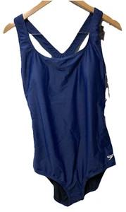 Speedo Women's Swimsuit One Piece PowerFlex Ultraback Solid, Speedo Navy Size 20 - Picture 1 of 8