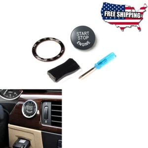 Kit de ajuste de cubierta de encendido del motor de parada de arranque de anillo de interruptor de fibra de carbono negro para BMW - Imagen 1 de 12