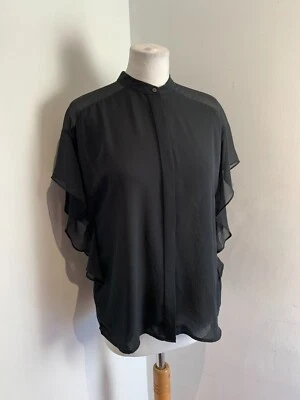 All Saints Mila Sheer Shirt top Medium M VGC blouse classic semi sheer black - Image 1 of 4