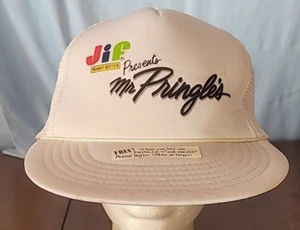 VINTAGE JIF PEANUT BUTTER PRESENT'S MR PRINGLES TRUCKER HAT CAP - Picture 1 of 6