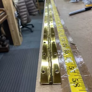 1 Solid Brass Continuous Piano Hinge, 58" Long, w/Screw Holes - Picture 1 of 3
