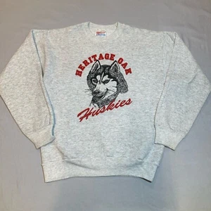 Vintage 90s Crewneck Sweatshirt Heritage Oak Huskies YOUTH SIZE * - Picture 1 of 19