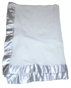 Starting Out Gray Thermal Satin Trim Baby Blanket 60% Cotton Security Lovey - Picture 1 of 2