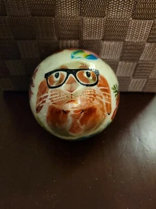 Pier 1 Imports Capiz Easter Bunny Decorative Sphere BOY Bunny Tie & Glasses - Picture 1 of 3