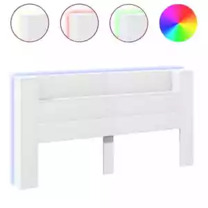 LED Lights Bed Headboard Wooden Frame Head Board Bedhead White King Size 200cm - Picture 1 of 10