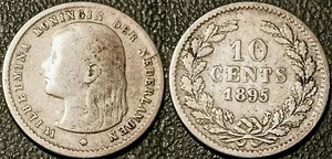 Países Bajos - Wilhelmina I - 10 Céntimos De Plata 1895 ! KM#116 - Foto 1 di 1