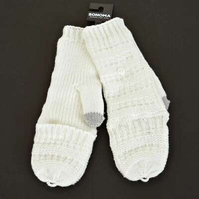 SONOMA Women's OFF WHITE Flip Top MITTENS Convertible FINGERLESS Touchscreen - Image 1 of 4