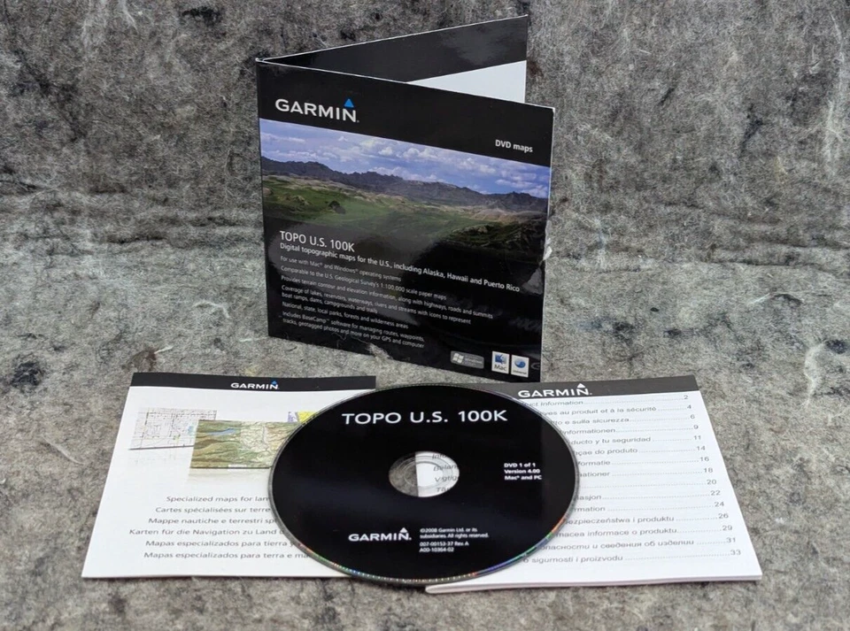 🔥Works🔥 Garmin Topo US 100K DVD Maps Version 4, Covers US/AK/HI/PR - Image 1 of 4