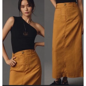 Maeve Anthropologie Colette Utility Midirock Leinenmischung braun hellbraun Größe Medium - Bild 1 von 11