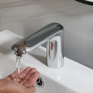 Grifo mezclador grifo sin contacto con sensor manos libres automático para baño cromado de 5" - Imagen 1 de 16