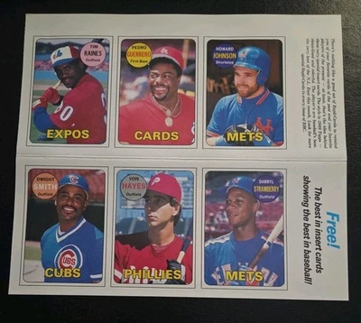 1990 BBC Magazine Repli-Cards Uncut Panel- Raines, Strawberry, HoJo,  NY Mets - Image 1 of 4