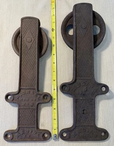 Antique Cast Iron Barn Industrial Door  Pulleys Farm House Medina NY Bignall No2 - Picture 1 of 22