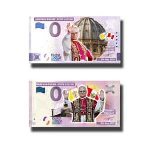 0 Euro Souvenir Banknote Habemus Papam-Pope Leo XIV Set of 2 Custom Colour Peru - Picture 1 of 2