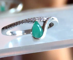 Ring 925 Sterling Silber mit Smaragd und Zirkonia - Bild 1 von 6