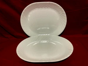 Corelle Enhancements White Swirl Oval Serving Platters 12 1/4" x 10" (Set Of 2) - Picture 1 of 2