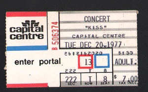 Boleto de concierto Kiss 20 de diciembre 1977 Capital Center Landover MD ALIVE II GIRA - Imagen 1 de 2