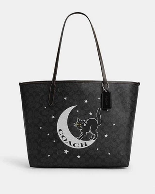 Bolso de Mano City en Lona Signature con Gráfico de Halloween Gato Negro Luna CW451 Foto 1 de 4
