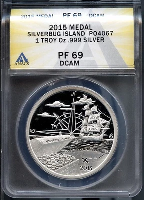 2015 Silver Medal Silverbug Island PF69 DCAM ANACS # 7859507 + Bonus - Image 1 of 2