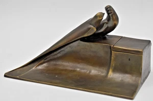 Antikes Bronze Tintenfass Skulptur Anton Puchegger Turteltauben signiert & nummeriert - Bild 1 von 19