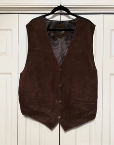 Scully Leather Vest Mens 3XL Dark Brown Suede Adjustable Back Snap Close Western - Picture 1 of 10