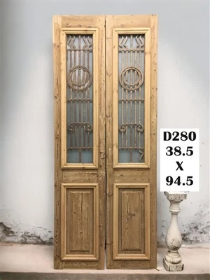 Antique French Double Doors (38.5x94.5) Iron Wood Doors, European Doors D280 - Image 1 of 4