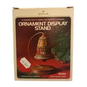 Soporte de exhibición de adornos de sello de colección años 80 base de nogal gancho tono dorado - Imagen 1 de 2