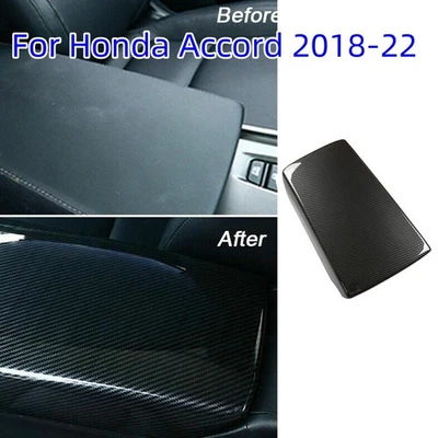 Cubierta de consola central con reposabrazos delantero de fibra de carbono para auto Honda Accord 2018-22 Foto 1 de 4