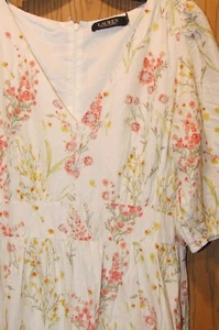 Lauren Ralph Lauren 1/2 Arm Blumendruck Maxi gefüttert Baumwolle Kleid Gr. 10 - Bild 1 von 12
