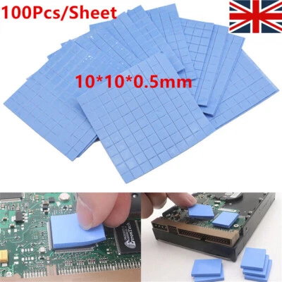 Blue 10x10x0.5mm GPU CPU Heatsink Cooling Thermal Conductive Silicone Pad, - Image 1 of 4