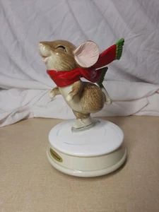 Vintage Otagiri Music Box Gibson Greeting Cards Inc Skaters Waltz Winter Mouse - Picture 1 of 5