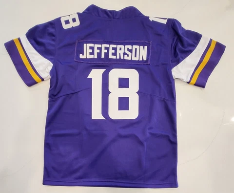 Justin Jefferson #18 Minnesota Vikings Stitched Home YOUTH Purple S-XL Jersey Cover