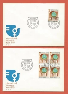 FINLAND – FDC – 1975 – WOMEN’S YEAR – Scott #579 – SINGLE + BLOCK – 2 COVERS - Picture 1 of 1