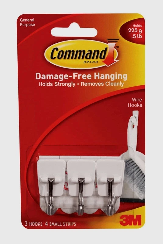 Ganchos para utensilios pequeños 3M Command 3 ganchos y 4 tiras adhesivas pequeñas 17067 nuevo en paquete Foto 1 de 1
