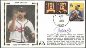 John Smoltz Signed 3,000 Strikeouts Gateway Stamp Cachet Atlanta Braves - Picture 1 of 4