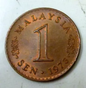Malaysia 1973 Parliament Series 1 cent Solid Copper 'Uncleaned'- 'Nice Details'. - Picture 1 of 2
