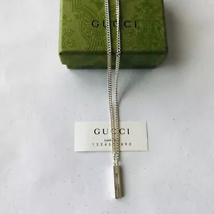 Colgante de barra en G de acero inoxidable con marca Gucci y collar de cadena de 20" - Imagen 1 de 7