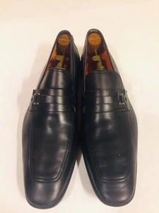 Magnanni for Neiman Marcus Men's Black Leather Loafer, Size 9 M Rain Lux Sole - Picture 1 of 6