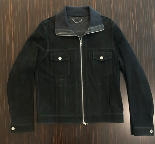 LOUIS VUITTON（LV） LOUIS VUITTON giacca damier nera in pelle scamosciata foderata con cerniera taglia 52