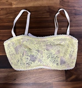 Victorias Secret 34D Bra Sheer Lace Underwire Yellow Floral New - Picture 1 of 3