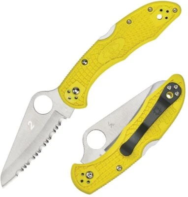 Spyderco Salt 2 Lockback Folding Knife 3" Serrated H1 Steel Blade FRN Handle - Image 1 of 3