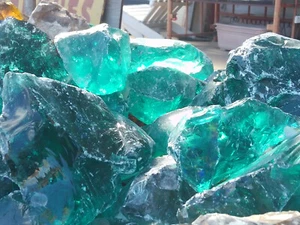 READ Dark Teal Lot 7# Slag Glass Cullet Sorcerer Stone Garden Landscape Aquarium - Picture 1 of 9